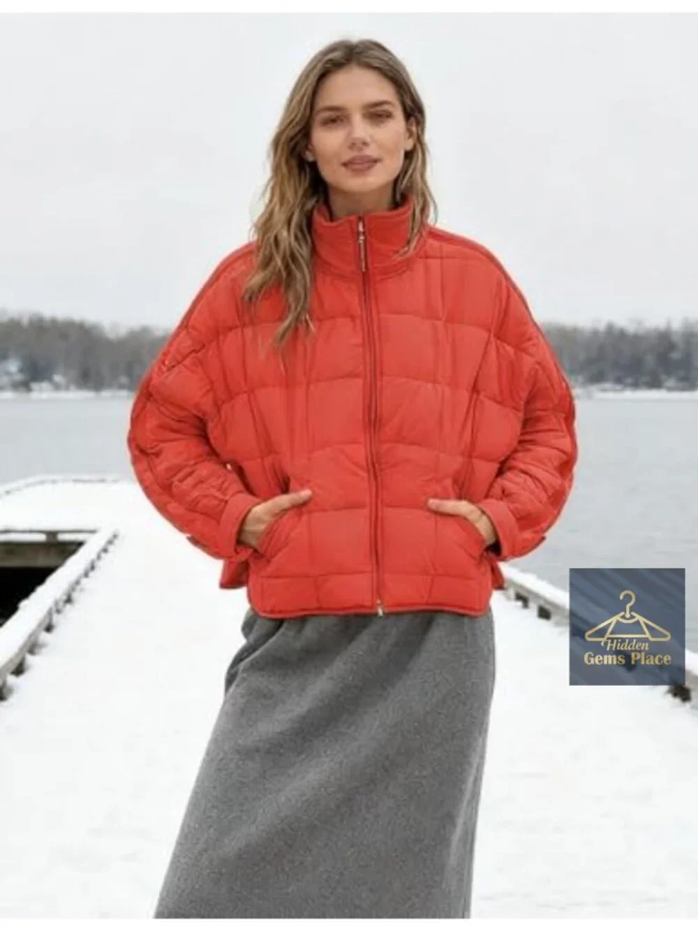 Women's Quilted Lightweight Puffer Jacket Zip Up Padded Coat with Pockets